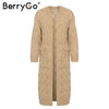 BerryGo Vintage mohair long cardigan women sweaters female Long sleeve pocket winter cardigans Casual knitwear knitted jumpers