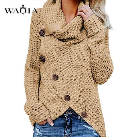 Autumn New Women Sweater Casual Loose Turtleneck Knitted Jumpers 2019 Long Batwing Sleeve Crocheted Pullovers Streetwear Winter