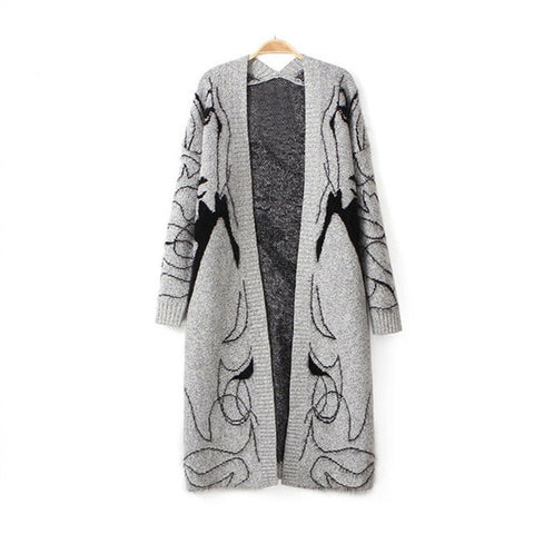 Women's Sweater Cardigans 2019 Ladies Human Face Harajuku Sweater Outerwear Spring Autumn Long Sleeve Knit Sweater Cardigan Coat