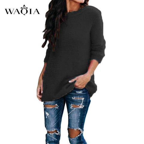 Casual Knitted Sweater Women Streetwear O Neck Long Sleeve Pullovers Loose Solid Coat 2019 Autumn Winter Fashion Women's Sweater