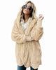 Large size S-5XL Faux Fur Teddy Bear Coat Jacket Women Fashion Open Stitch Winter Hooded Coat Female Long Sleeve Fuzzy Jacket-85