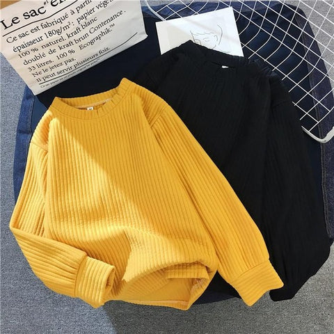 Sweater Women 2018 Autumn Winter New Solid Color Base Sweater Long Sleeve O Neck Fashion Loose Harajuku Slim Sweater Female Tops